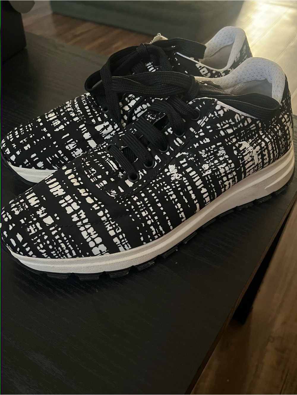 Authentic PRADA Nylon PRAX Abstract Art Sneakers size 41